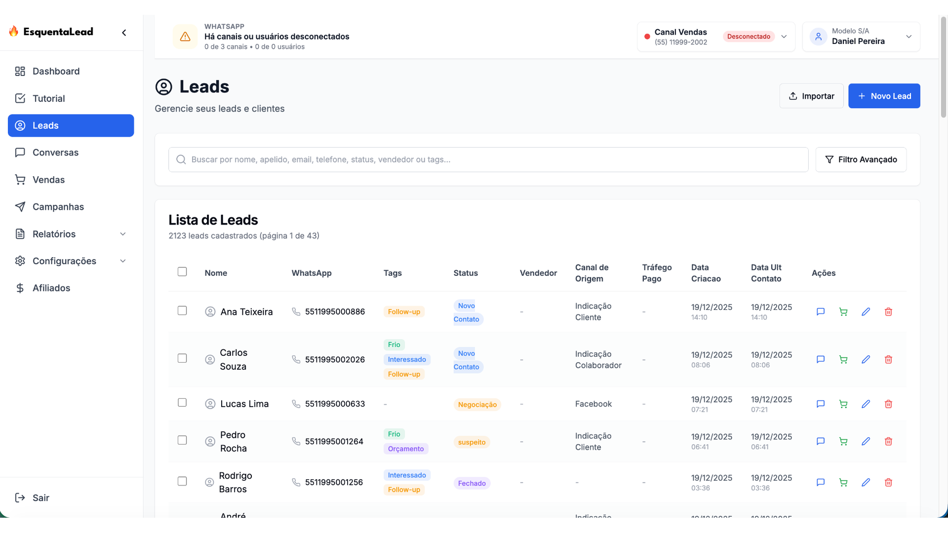 Gestão de Leads - Organize, filtre e gerencie todos os seus leads