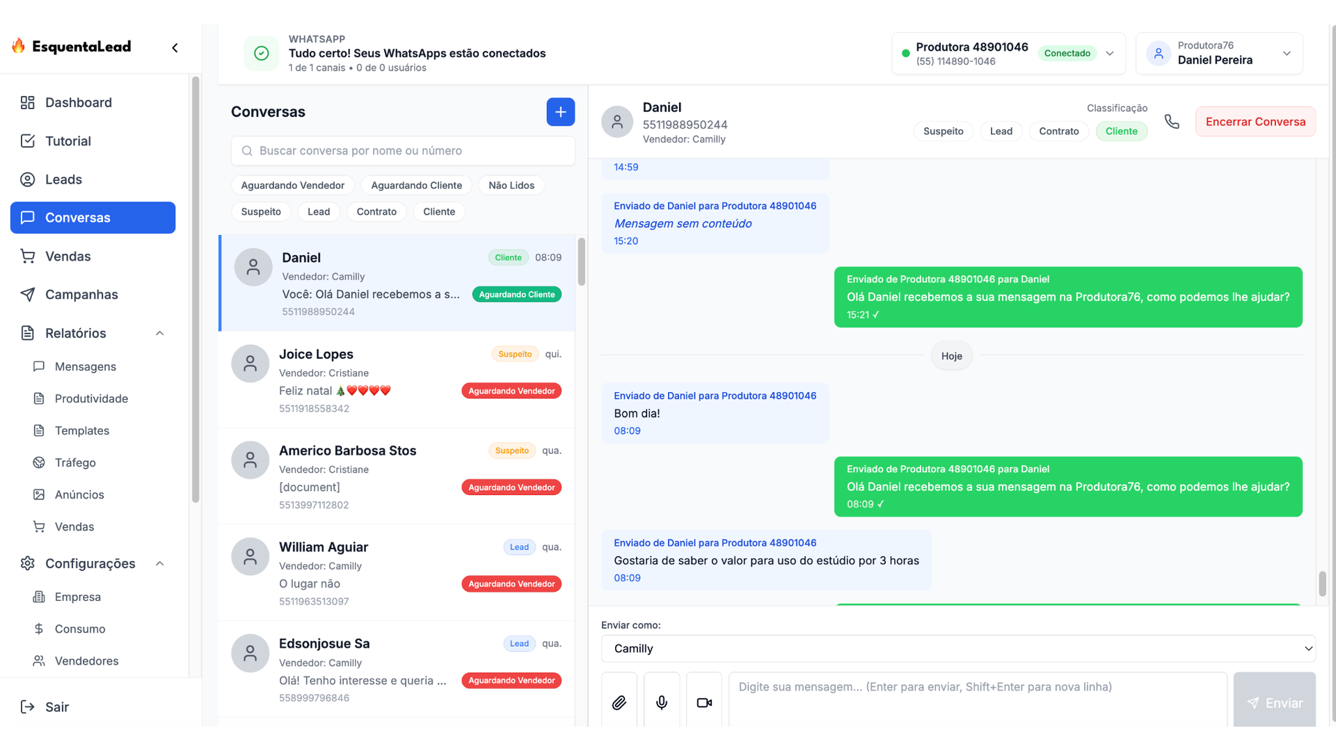 Atendimento WhatsApp - Interface de conversas integrada para atender seus leads diretamente
