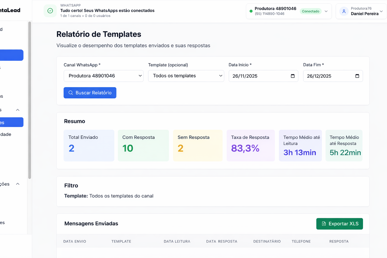 Relatório de Templates - Acompanhe o desempenho de cada template de mensagem